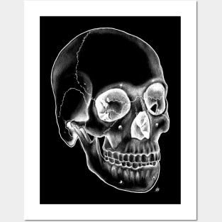 Halloween Skull - White on Black Posters and Art
